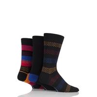 Mens 3 Pair Glenmuir Dash Stripe and Plain Bamboo Socks
