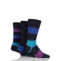 Mens 3 Pair Glenmuir Broad Stripe and Plain Bamboo Socks