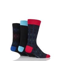 Mens 3 Pair Glenmuir Fairisle Diamond and Plain Bamboo Socks