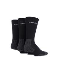 mens 3 pair head performance sport crew socks in black