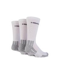 mens 3 pair head performance sport crew socks in white