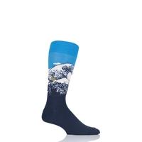 Mens 1 Pair HotSox Artist Collection Great Wave Cotton Socks