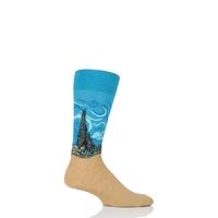 Mens 1 Pair HotSox Artist Collection A Wheatfield with Cypresses Cotton Sock