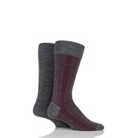 mens 2 pair hugo boss plain and vertical stripe wool and cotton socks