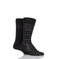 mens 2 pair hugo boss fine striped and plain mercerised cotton socks