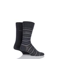 mens 2 pair hugo boss fine striped and plain mercerised cotton socks