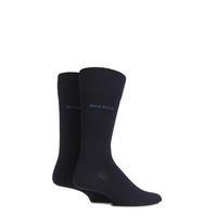 Mens 2 Pair Hugo Boss Plain 75% Cotton Socks