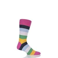 Mens 1 Pair J. Alex Swift Multi Striped Fine Cotton Socks