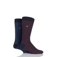 Mens 2 Pair Jeep Spirit Wool Mix Block Knit Socks