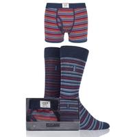 Mens 3 Pack Jeep Spirit Gift Boxed Striped Trunks and Socks