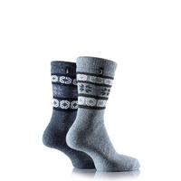 Mens 2 Pair Jeep Wool Thermal Alpine Fairisle Boot Socks