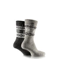 mens 2 pair jeep wool thermal alpine fairisle boot socks