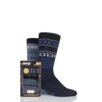 Mens 2 Pair Jeep Wool Blend Fair Isle Socks Gift Box