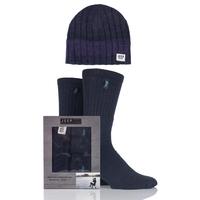 Mens 3 Pack Jeep Gift Boxed Multi Coloured Ribbed Hat and Socks