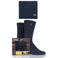 Mens 3 Pack Jeep Gift Boxed Ribbed Scarf and Socks