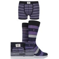 Mens 3 Pack Jeep Spirit Gift Boxed Mixed Striped Trunks and Socks