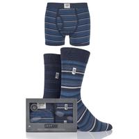 Mens 3 Pack Jeep Spirit Gift Boxed Mixed Striped Boxer Shorts and Socks