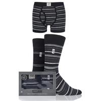 Mens 3 Pack Jeep Spirit Gift Boxed Mixed Striped Boxer Shorts and Socks