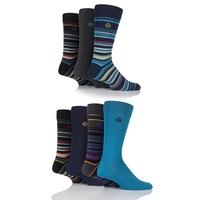 Mens 7 Pair Jeff Banks Swindon Multi Stripe and Plain Cotton Socks