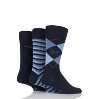 Mens 3 Pair Jockey Casual Stripe Argyle and Plain Cotton Socks