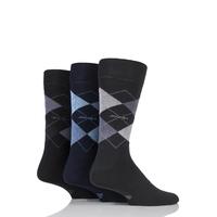 Mens 3 Pair Jockey Casual Argyle Cotton Socks