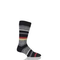 Mens 1 Pair Pantherella Merino Wool Saddleworth Six Colour Striped Socks