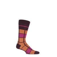 mens 1 pair pantherella caulfield colour block check cotton socks