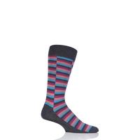 Mens 1 Pair Pantherella Bali Staggered Block Cotton Lisle Socks