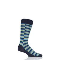 Mens 1 Pair Pantherella Bali Staggered Block Cotton Lisle Socks