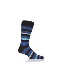 Mens 1 Pair Pantherella Salton Space Dye Stripe Cotton Socks