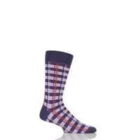 Mens 1 Pair Pantherella Kentish Bright Check Cotton Lisle Socks