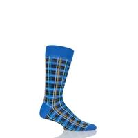 Mens 1 Pair Pantherella Kentish Bright Check Cotton Lisle Socks