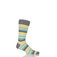 Mens 1 Pair Pantherella Soho Mixed Striped Cotton Lisle Socks