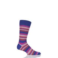 Mens 1 Pair Pantherella Soho Mixed Striped Cotton Lisle Socks