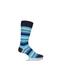 Mens 1 Pair Pantherella Soho Mixed Striped Cotton Lisle Socks