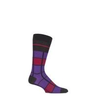 mens 1 pair pantherella caulfield colour block check cotton socks