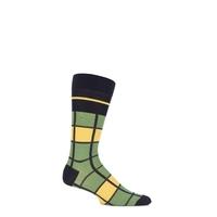 Mens 1 Pair Pantherella Caulfield Colour Block Check Cotton Socks