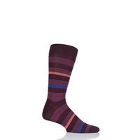 Mens 1 Pair Pantherella Salton Space Dye Stripe Cotton Socks