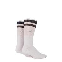 Mens and Ladies 2 Pair Puma Heritage Double Striped Crew Sports Socks