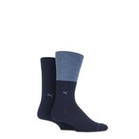 Mens 2 Pair Puma Colour Block Cotton Socks