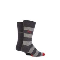 Mens 2 Pair Puma Juxta Wide Stripe Crew Socks