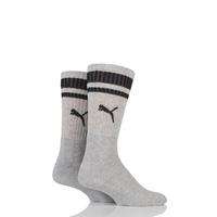 Mens and Ladies 2 Pair Puma Heritage Stripe Cushioned Crew Socks