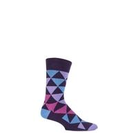 Mens 1 Pair SockShop Diamond Patterned Colour Burst Socks