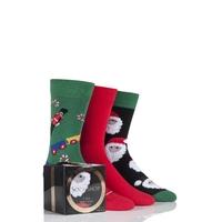Mens 3 Pair SockShop Gift Boxed Santa and Toys Christmas Design Novelty Cotton Socks