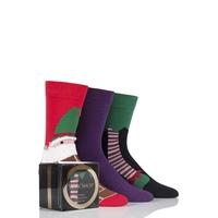 Mens 3 Pair SockShop Gift Boxed Elf Christmas Design Novelty Cotton Socks