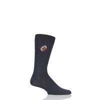 mens 1 pair sockshop embroidered sports motif cotton modal socks