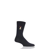 Mens 1 Pair SockShop Embroidered Sports Motif Cotton Modal Socks