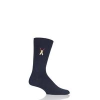 Mens 1 Pair SockShop Embroidered Sports Motif Cotton Modal Socks