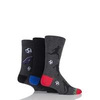 Mens 3 Pair SockShop Just For Fun Football Novelty Cotton Socks
