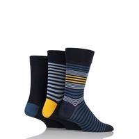 Mens 3 Pair SockShop Comfort Cuff Striped Bamboo Socks